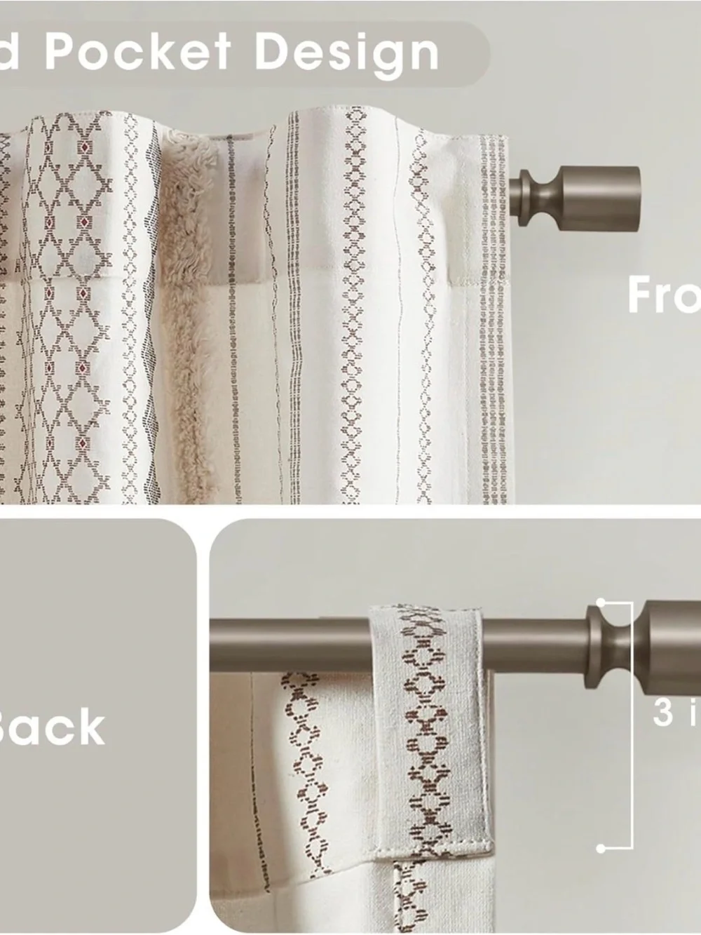 Textured Ivory Panel Curtain with Subtle Stripes